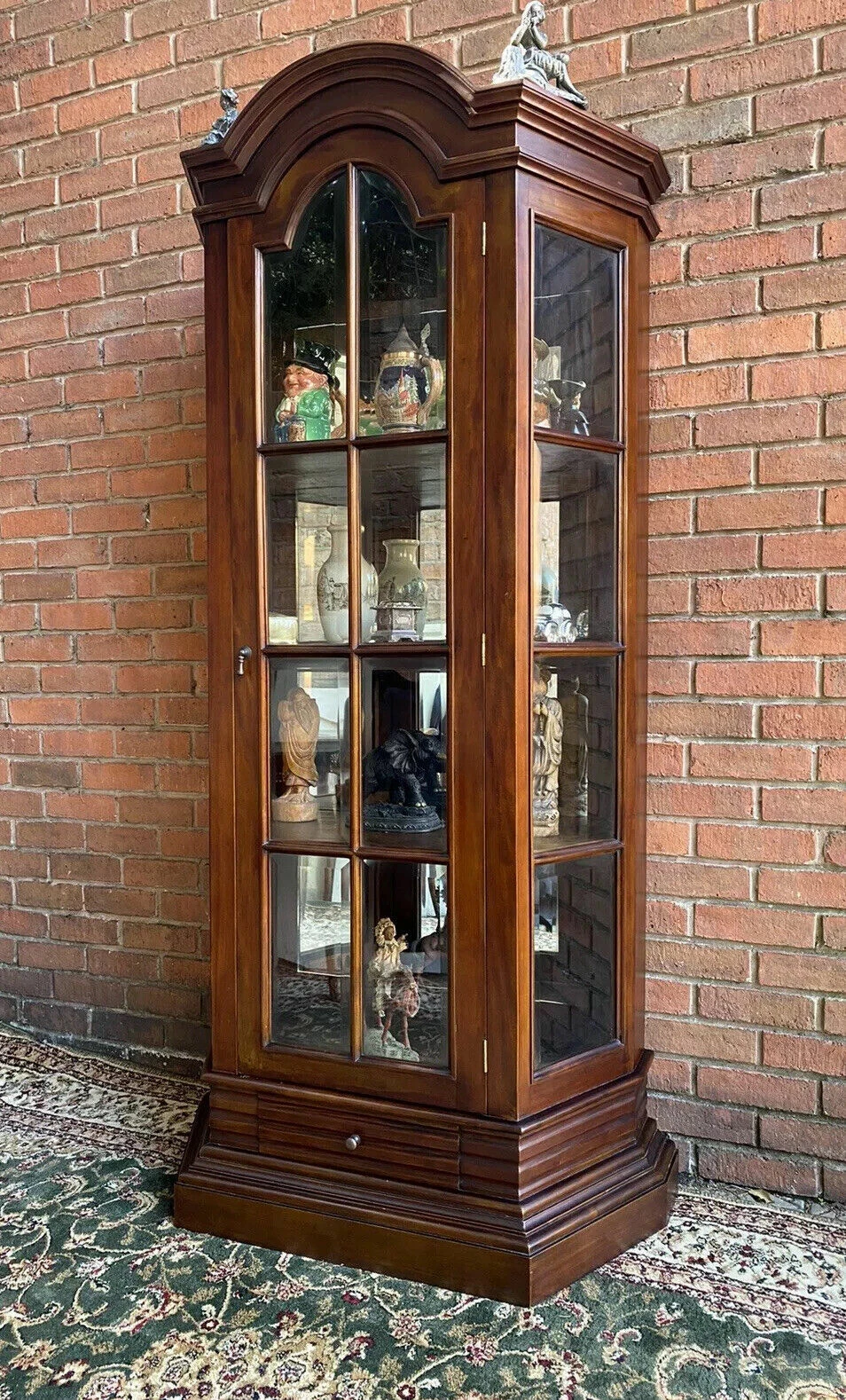 Fine Georgian Style Berger Master Tall Curved Display Cabinet In Solid Elm Wood 3 Fine Georgian Style Berger Master Tall Curved Display Cabinet In Solid Elm Wood - Image 3