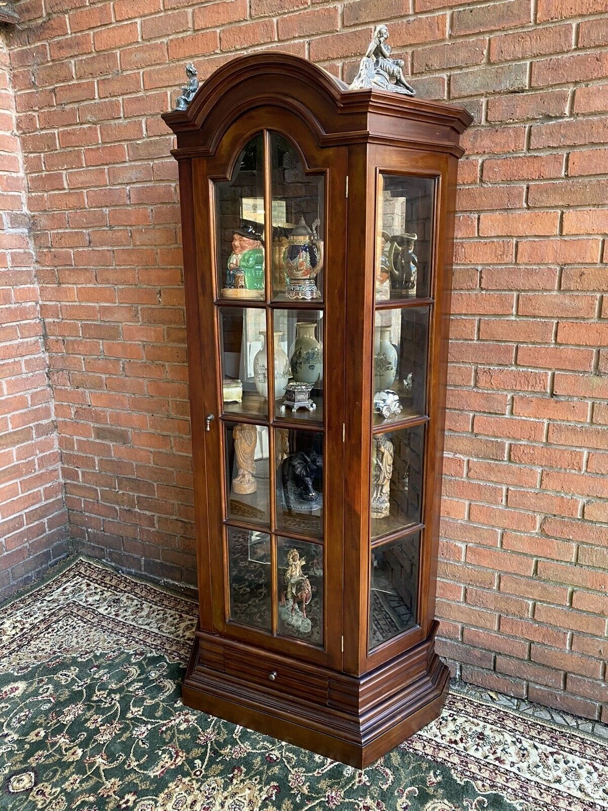 Fine Georgian Style Berger Master Tall Curved Display Cabinet In Solid Elm Wood 4 Fine Georgian Style Berger Master Tall Curved Display Cabinet In Solid Elm Wood - Image 4