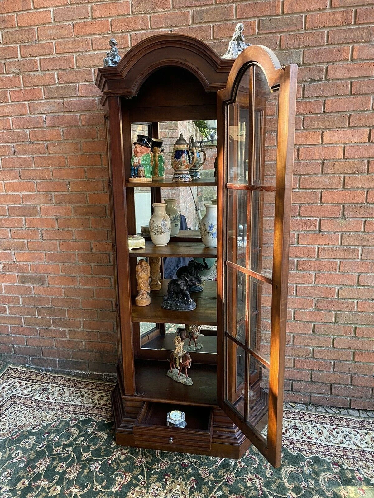 Fine Georgian Style Berger Master Tall Curved Display Cabinet In Solid Elm Wood 5 Fine Georgian Style Berger Master Tall Curved Display Cabinet In Solid Elm Wood - Image 5