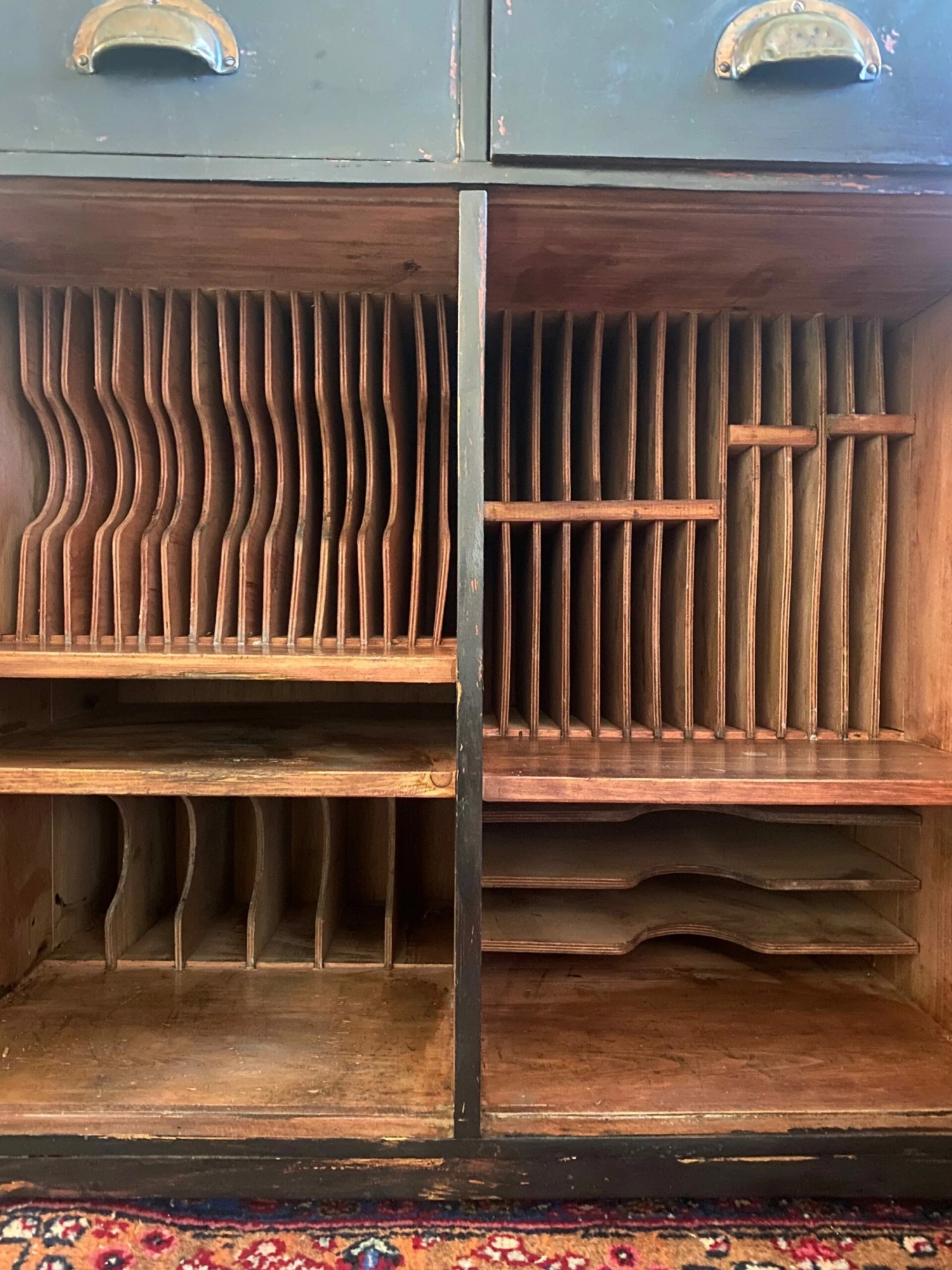 Folk Art Painted Cupboard /Desk With Inlaid Design 4 Folk Art Painted Cupboard /Desk With Inlaid Design - Image 4