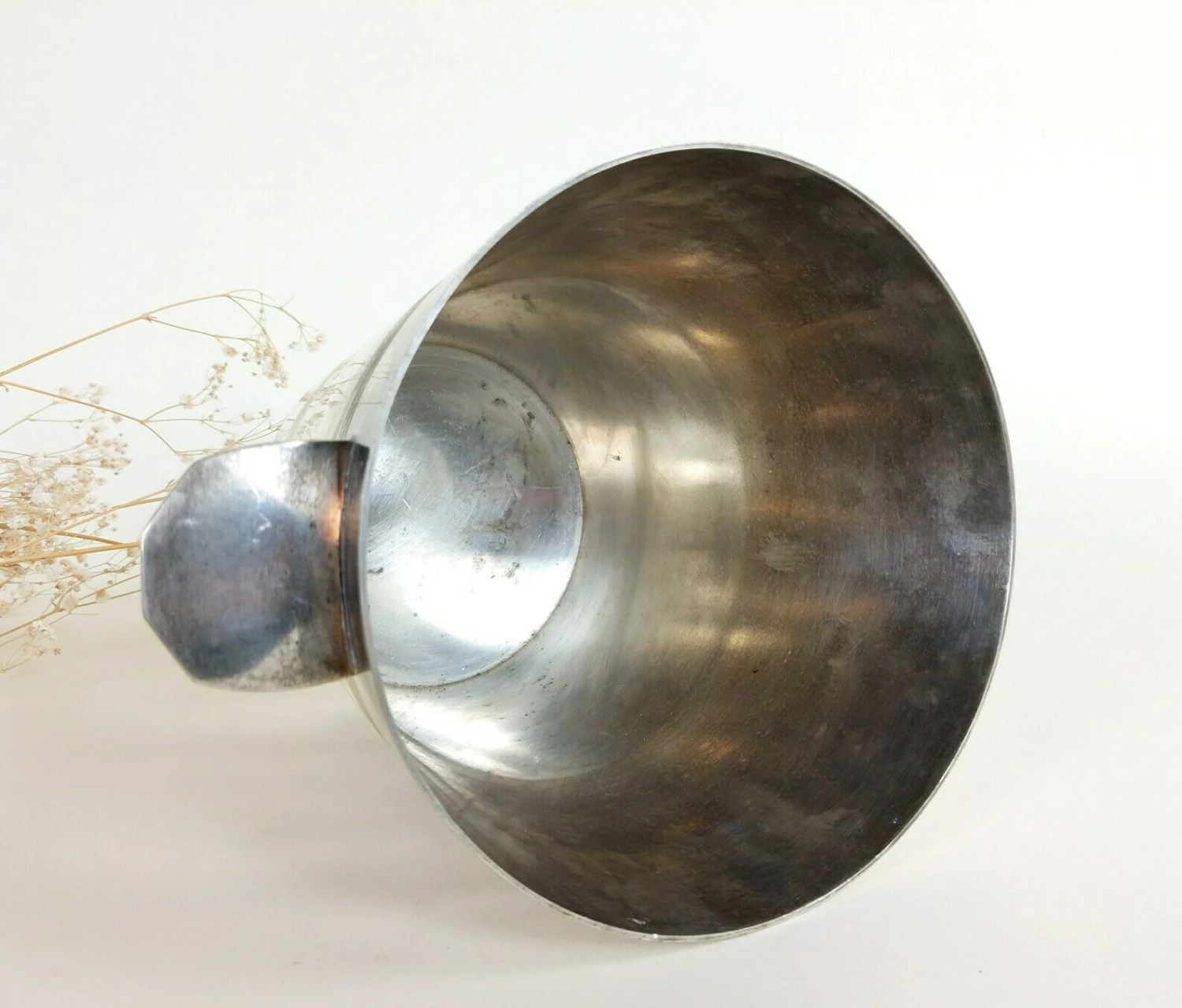 French Antique Distressed Silverplate Art Deco Champagne Ice Bucket Wine Cooler, Shabby Chic Vintage Bar Decor - Image 8