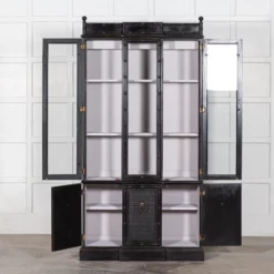 Unknown French Ebonised Faux Bamboo Beech Glazed Breakfront Bookcase / Vitrine -Storage Furniture Sales 2024 french ebonised faux bamboo beech glazed breakfront bookcase vitrine sku23579639 0 1