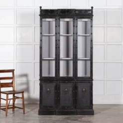 Unknown French Ebonised Faux Bamboo Beech Glazed Breakfront Bookcase / Vitrine -Storage Furniture Sales 2024 french ebonised faux bamboo beech glazed breakfront bookcase vitrine sku23579639 0 3