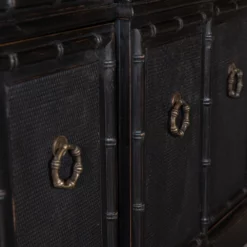 Unknown French Ebonised Faux Bamboo Beech Glazed Breakfront Bookcase / Vitrine -Storage Furniture Sales 2024 french ebonised faux bamboo beech glazed breakfront bookcase vitrine sku23579639 0 6