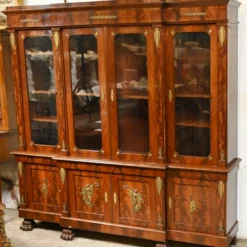 Unknown French Empire Breakfront Bookcase Flame Mahogany 1880