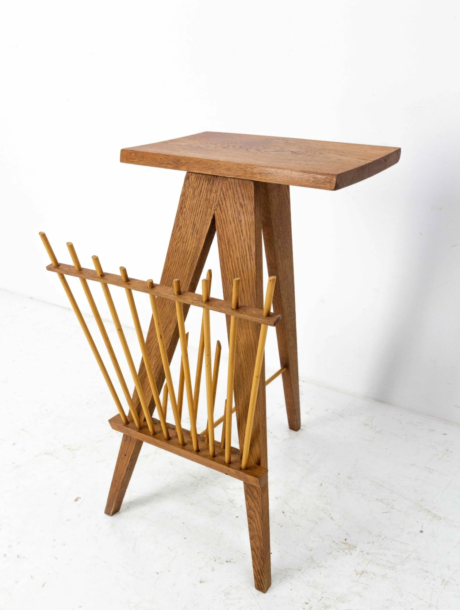 Unknown French Side Table And Magazine Rack Stand In The Pierre Jeanneret Style C. 1960 3 Unknown French Side Table And Magazine Rack Stand In The Pierre Jeanneret Style C. 1960 - Image 3