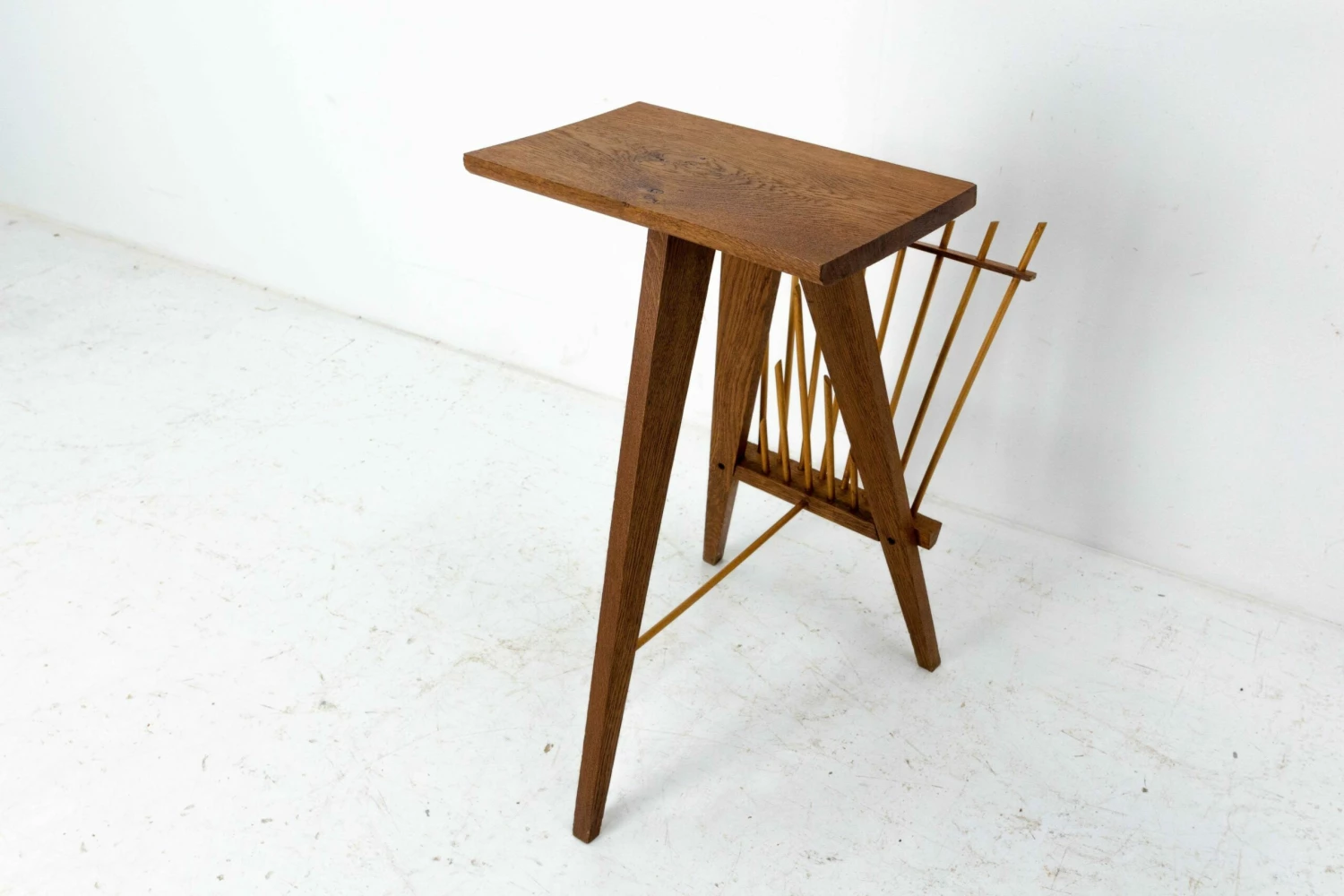 Unknown French Side Table And Magazine Rack Stand In The Pierre Jeanneret Style C. 1960 6 Unknown French Side Table And Magazine Rack Stand In The Pierre Jeanneret Style C. 1960 - Image 6