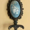 French Vintage Embossed Bronze Lady Wall Coat/ Holder Picture Frame Paris
