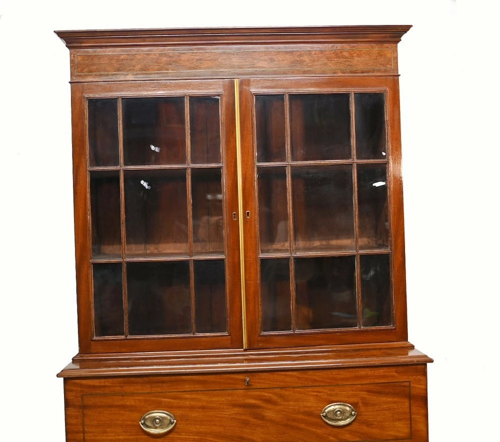 Unknown Georgian Secretaire Bookcase Desk Mahogany 1800 3 Unknown Georgian Secretaire Bookcase Desk Mahogany 1800 - Image 3