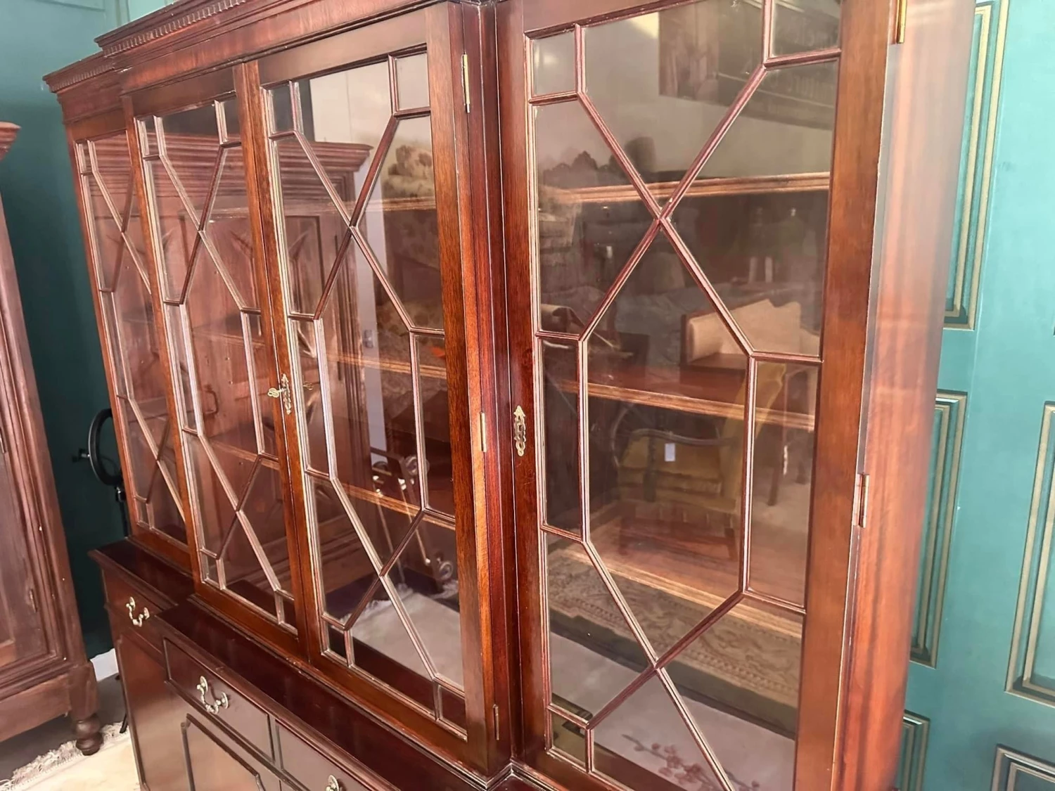 Unknown Georgian Style Mahogany Breakfront Library Bookcase 10 Unknown Georgian Style Mahogany Breakfront Library Bookcase - Image 10