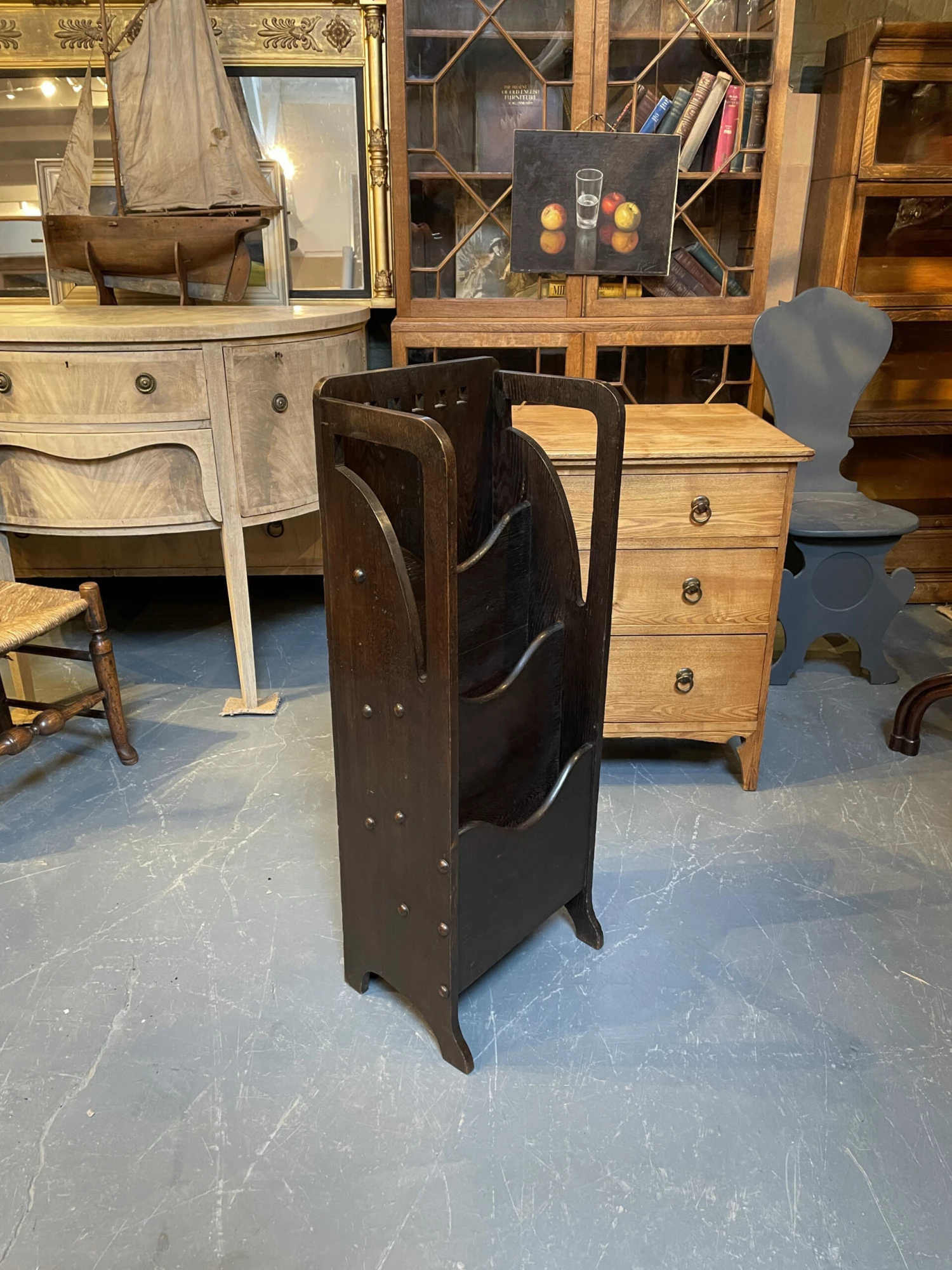 Glasgow School Ebonised Magazine Newspaper Rack 4 Glasgow School Ebonised Magazine Newspaper Rack - Image 4