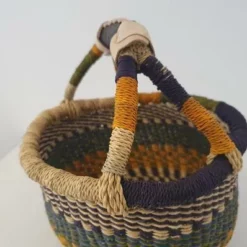 Hand Woven Bolga Basket With Black Leather Handle From Ghana -Storage Furniture Sales 2024 hand woven bolga basket with black leather handle from ghana 0 3