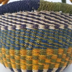 Hand Woven Bolga Basket With Black Leather Handle From Ghana -Storage Furniture Sales 2024 hand woven bolga basket with black leather handle from ghana 0 4
