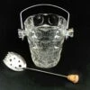 Ice Bucket Vintage Heavy Glass Bucket Chromed Metal Handle 50s. Carved, Bar Accessories, Mid Century Modern Vintage Bar, Cocktails Gift Him