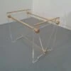 Italian Acrylic Glass & Brass Magazine Rack 1970s