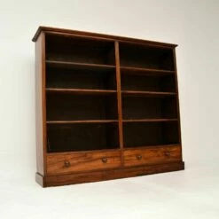 Unknown Large Antique Victorian Mahogany Open Bookcase