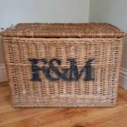 Large F & M Wicker Storage Basket Fortnum & Mason With Handles
