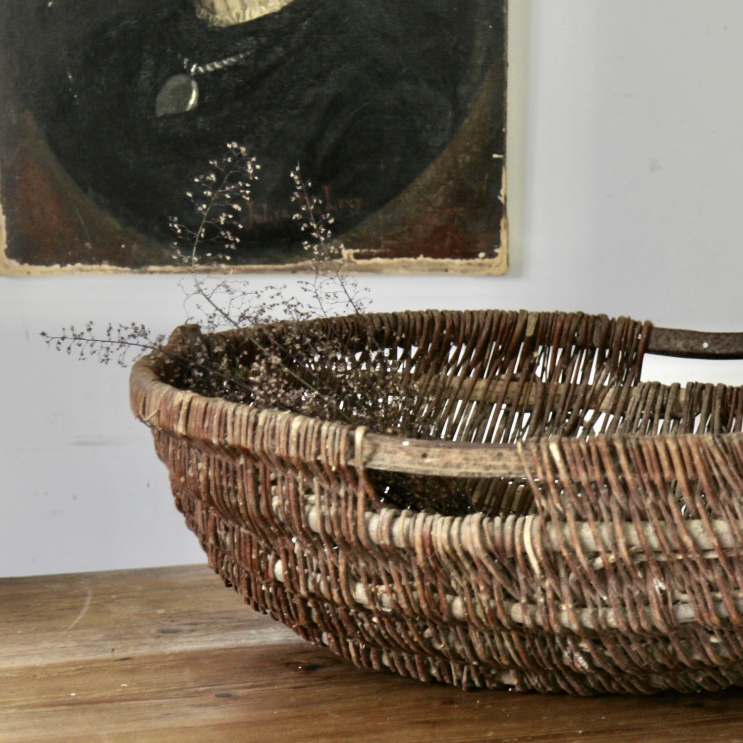 Unknown Large French Wicker Harvest Basket, Circa 1900 4 Unknown Large French Wicker Harvest Basket, Circa 1900 - Image 4