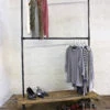 Laura Dark Steel Pipe Freestanding Double Clothes Rail/Rack With Bottom Shelf Bespoke Urban Industrial Bedroom Furniture/Shop Fittings