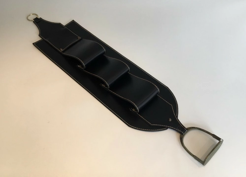 Leather Wall Magazine Rack. French 2 Leather Wall Magazine Rack. French - Image 2