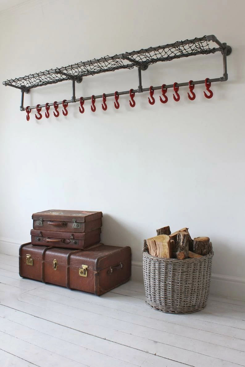 Lewis Industrial Dark Steel Pipe Luggage And Coat Rack 3 Lewis Industrial Dark Steel Pipe Luggage And Coat Rack - Image 3