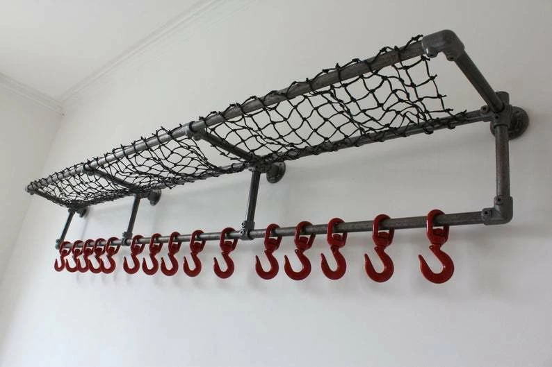 Lewis Industrial Dark Steel Pipe Luggage And Coat Rack 4 Lewis Industrial Dark Steel Pipe Luggage And Coat Rack - Image 4