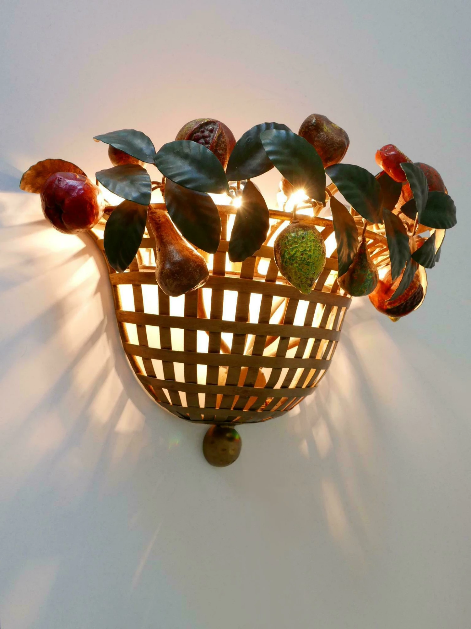 Lovely Mid Century Modern Sconce Fruit Basket By Lucienne Monique Italy, 1960s 6 Lovely Mid Century Modern Sconce Fruit Basket By Lucienne Monique Italy, 1960s - Image 6
