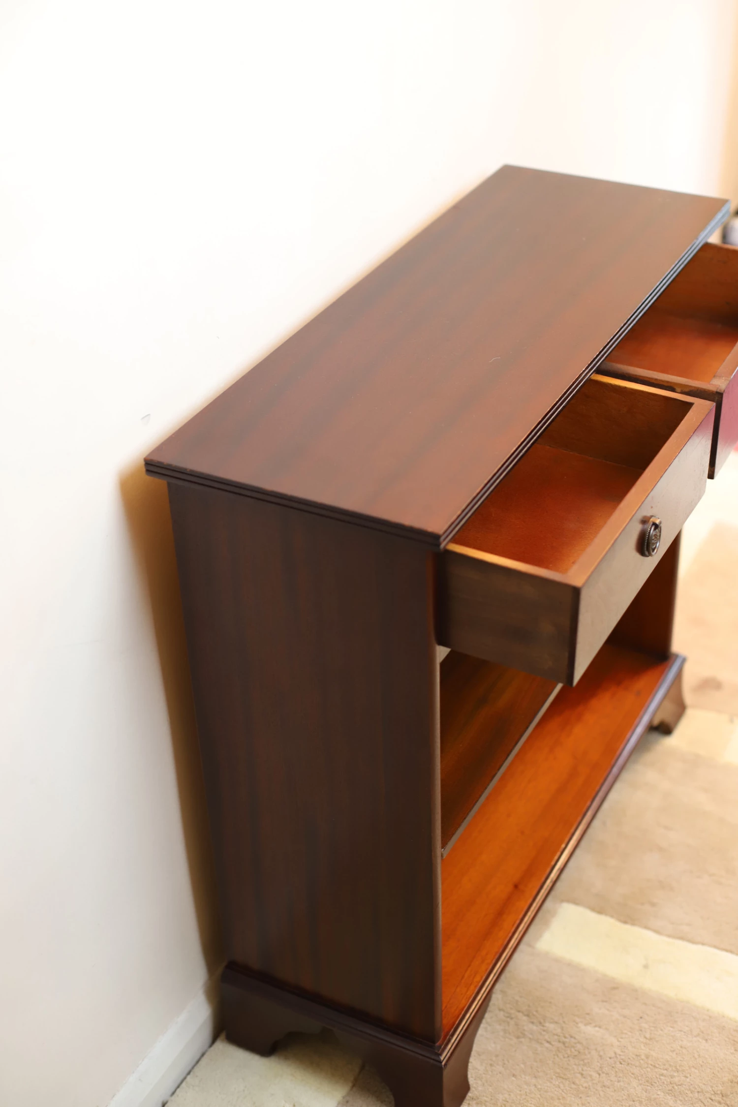 Unknown Lovely Rich Brown Dwarf Open Bookcase With Adjustable Shelf & Pair Of Drawers 11 Unknown Lovely Rich Brown Dwarf Open Bookcase With Adjustable Shelf & Pair Of Drawers - Image 11