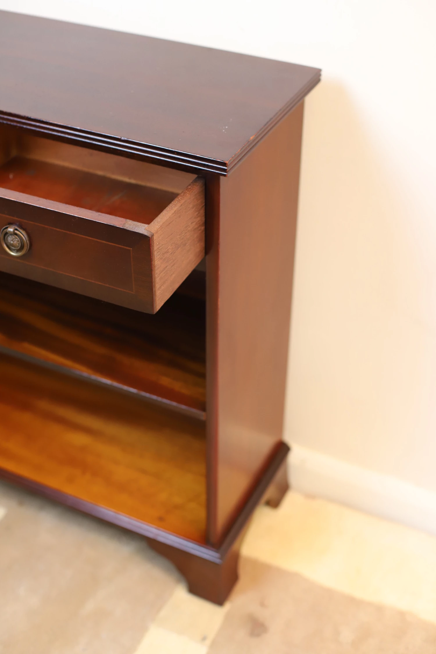 Unknown Lovely Rich Brown Dwarf Open Bookcase With Adjustable Shelf & Pair Of Drawers 13 Unknown Lovely Rich Brown Dwarf Open Bookcase With Adjustable Shelf & Pair Of Drawers - Image 13