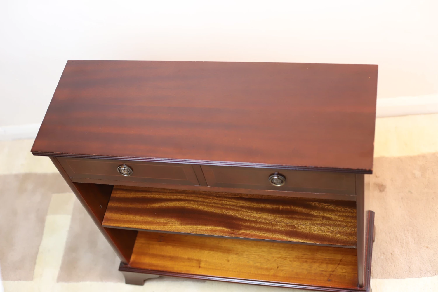 Unknown Lovely Rich Brown Dwarf Open Bookcase With Adjustable Shelf & Pair Of Drawers 14 Unknown Lovely Rich Brown Dwarf Open Bookcase With Adjustable Shelf & Pair Of Drawers - Image 14