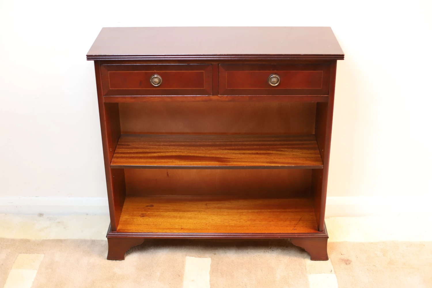Unknown Lovely Rich Brown Dwarf Open Bookcase With Adjustable Shelf & Pair Of Drawers 8 Unknown Lovely Rich Brown Dwarf Open Bookcase With Adjustable Shelf & Pair Of Drawers - Image 8