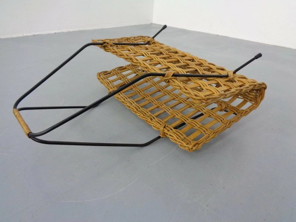 Unknown Magazine Rack In Filigree Rattan And Steel, 1960s 7 Unknown Magazine Rack In Filigree Rattan And Steel, 1960s - Image 7