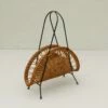 Unknown Magazine Rack Made Of Black Wire And Wicker, 1960s
