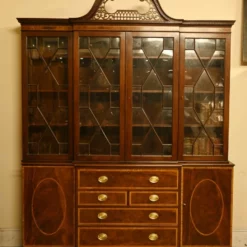 Unknown Mahogany Breakfront Bookcase Sheraton Secretaire Antique -Storage Furniture Sales 2024 mahogany breakfront bookcase sheraton secretaire antique sku49428534 0 1