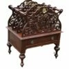 Unknown Mahogany Canterbury Magazine Rack With Drawer