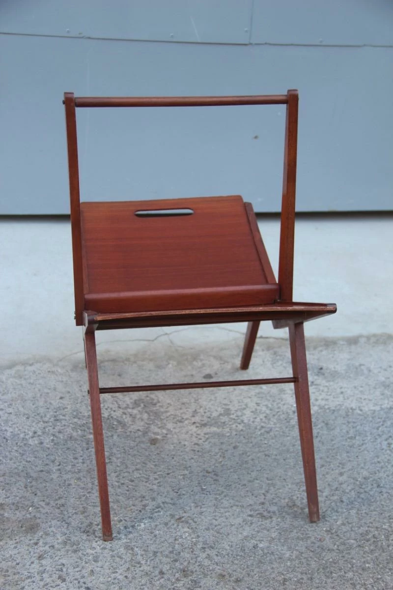 Mahogany Magazine Rack Mid Century Modern Italian Design 1950s Geometric Shape 2 Mahogany Magazine Rack Mid Century Modern Italian Design 1950s Geometric Shape - Image 2