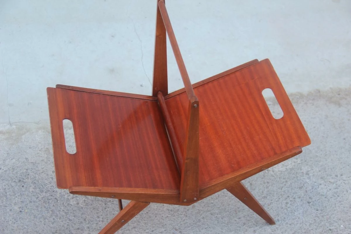 Mahogany Magazine Rack Mid Century Modern Italian Design 1950s Geometric Shape 4 Mahogany Magazine Rack Mid Century Modern Italian Design 1950s Geometric Shape - Image 4
