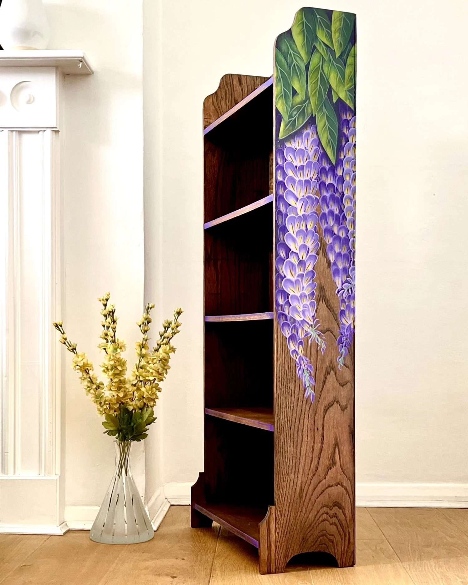 Unknown Mid 1930s Cottagecore Style Bookcase Original Hand Painted Artwork