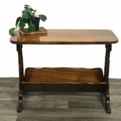 Mid Century Mahogany With Inlay Veneer Magazine & Newspaper Holder / Rack Storage Handmade