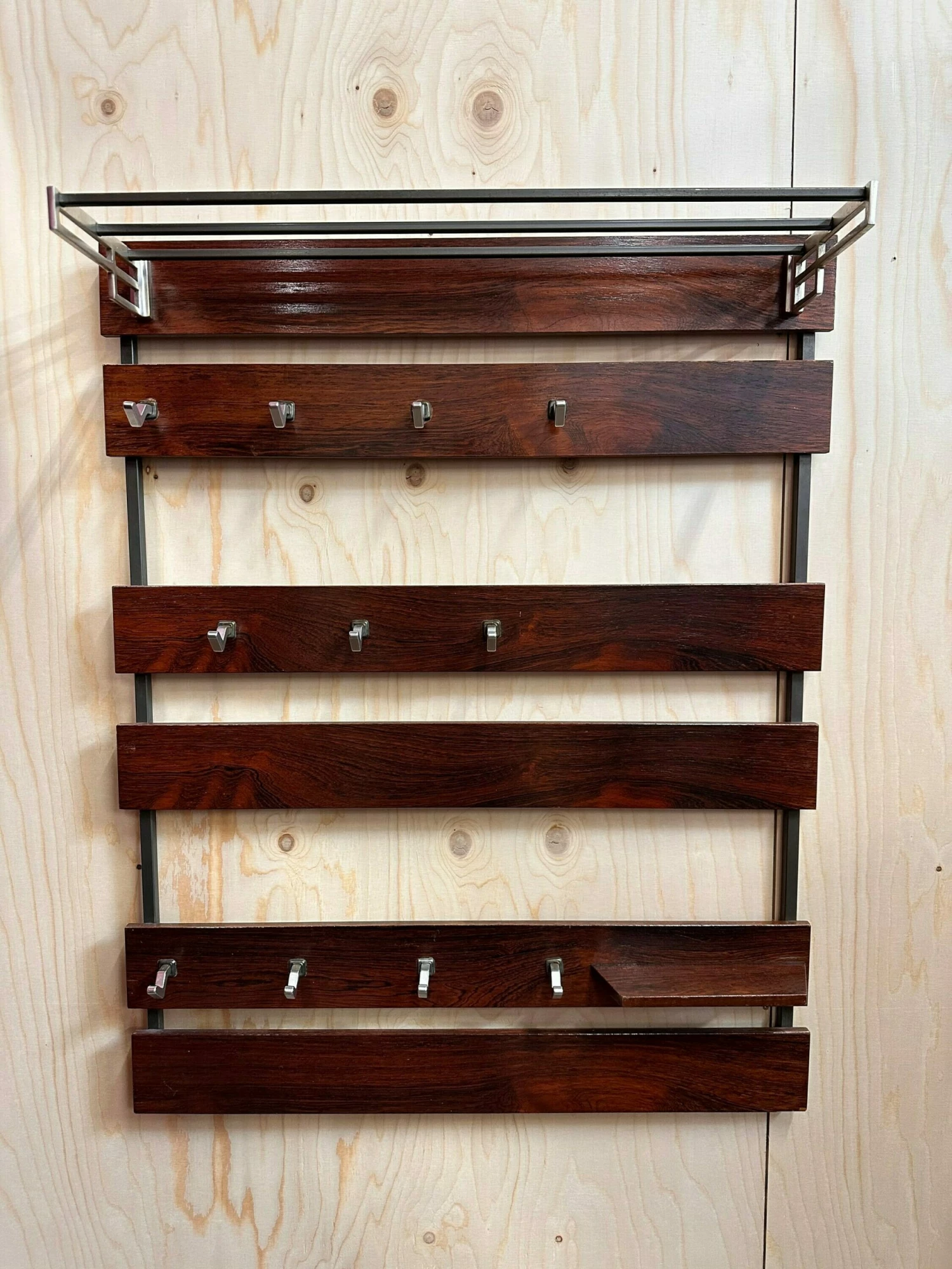 Unknown Mid Century Rosewood Coat Rack With Shelf 3 Unknown Mid Century Rosewood Coat Rack With Shelf - Image 3