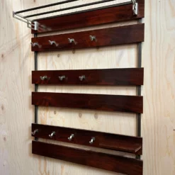 Unknown Mid Century Rosewood Coat Rack With Shelf