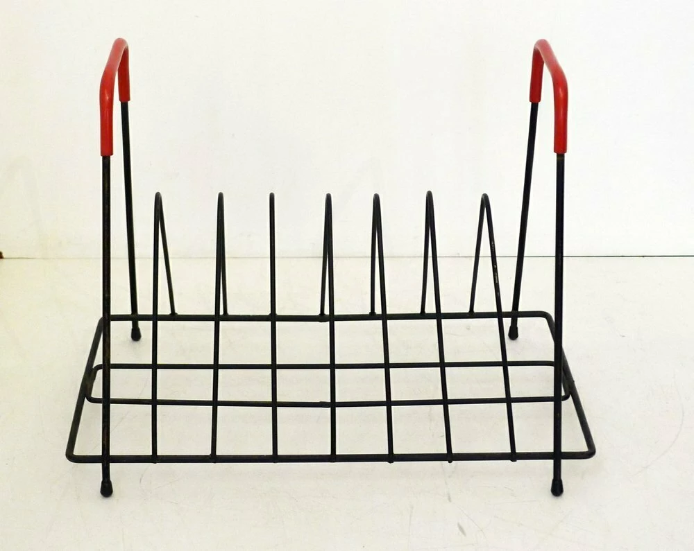 Unknown Mid Century Stylized Black And Red Metal Pulls, 1950s 7 Unknown Mid Century Stylized Black And Red Metal Pulls, 1950s - Image 7