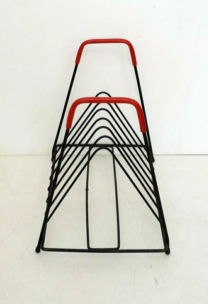 Unknown Mid Century Stylized Black And Red Metal Pulls, 1950s 8 Unknown Mid Century Stylized Black And Red Metal Pulls, 1950s - Image 8