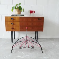 String Mid Century Wrought Iron And Red Cord Newspaper Rack -Storage Furniture Sales 2024 mid century wrought iron and red cord newspaper rack 0 3 scaled