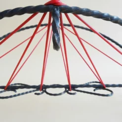 String Mid Century Wrought Iron And Red Cord Newspaper Rack -Storage Furniture Sales 2024 mid century wrought iron and red cord newspaper rack 0 4 scaled