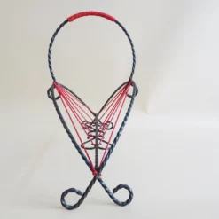 String Mid Century Wrought Iron And Red Cord Newspaper Rack -Storage Furniture Sales 2024 mid century wrought iron and red cord newspaper rack 0 6