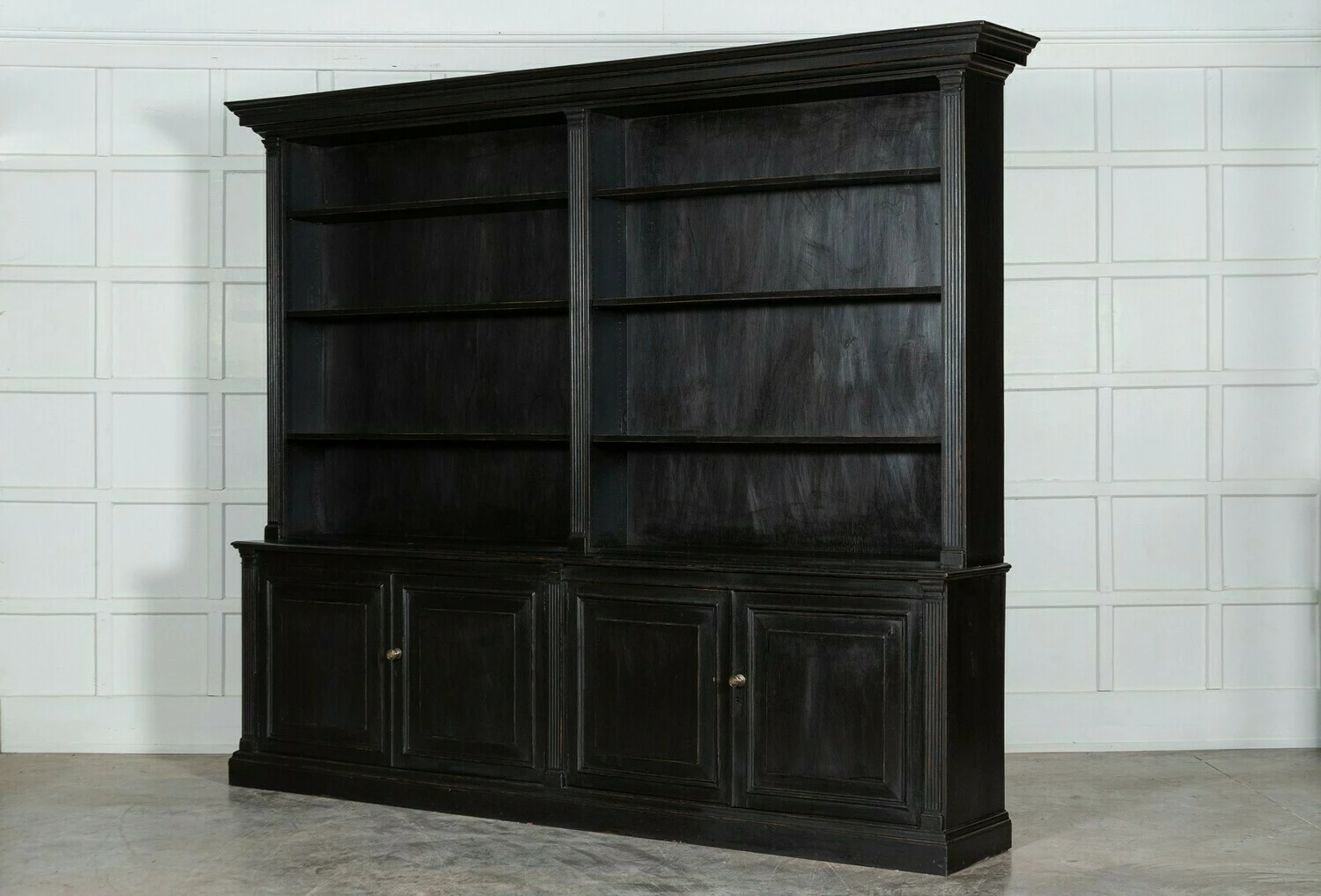Unknown Monumental English Ebonised Oak Breakfront Bookcase 5 Unknown Monumental English Ebonised Oak Breakfront Bookcase - Image 5