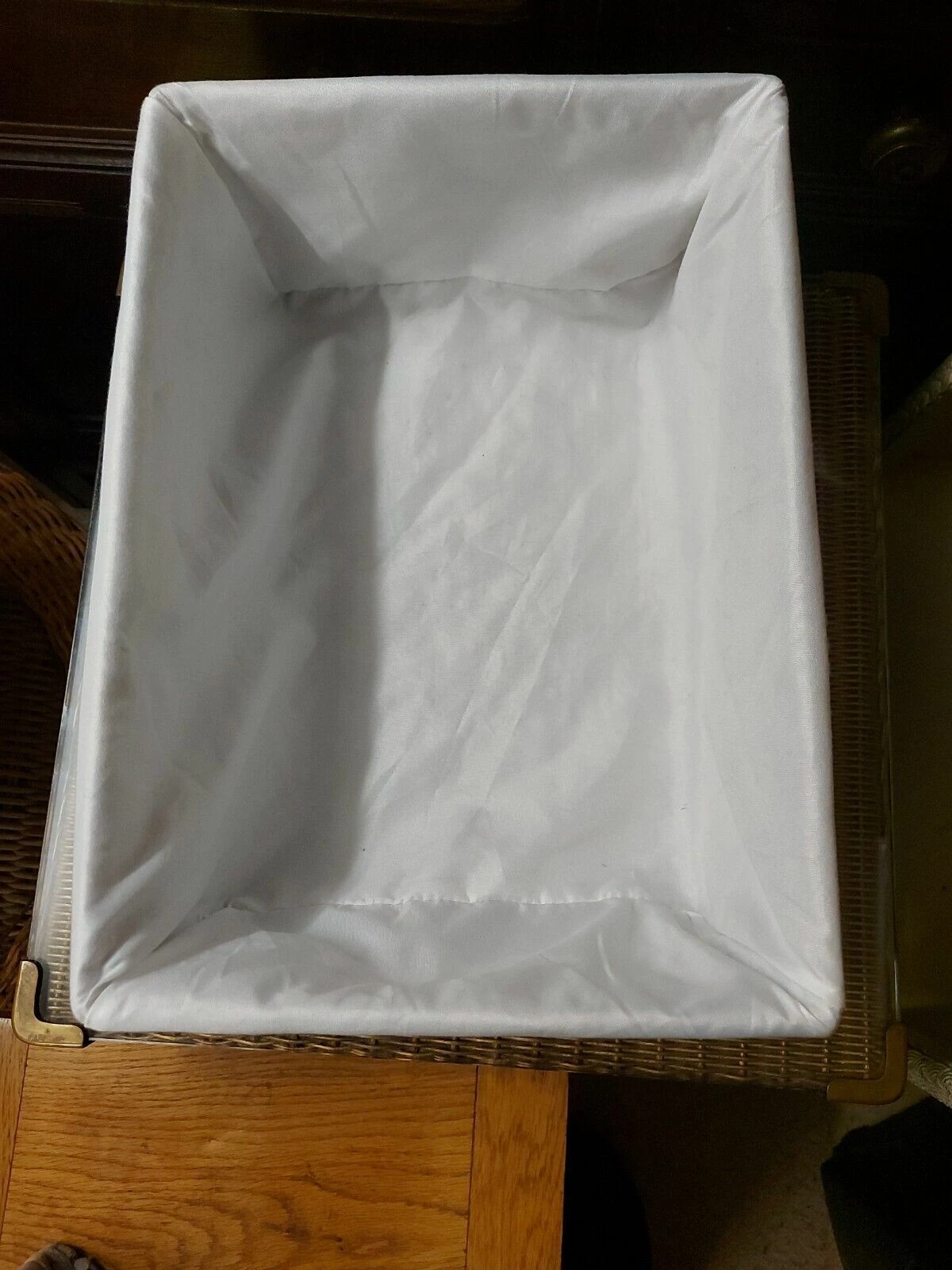 Natural Grey Rafia Rectangular Medium Basket With White Linen Liner & Handles 6 Natural Grey Rafia Rectangular Medium Basket With White Linen Liner & Handles - Image 6