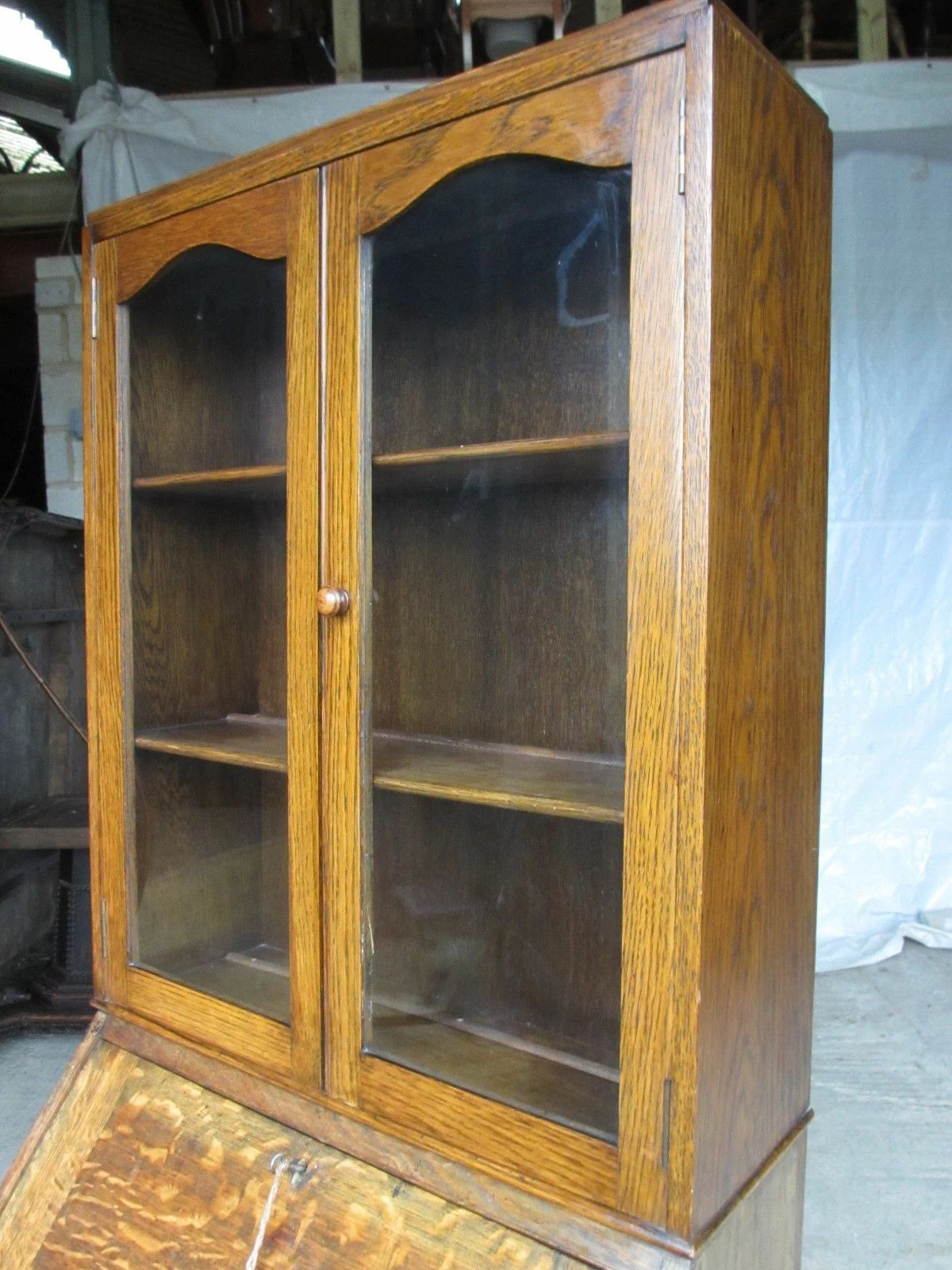 Neat Sized Edwardian Bureau Bookcase With Fitted Interior 3 Neat Sized Edwardian Bureau Bookcase With Fitted Interior - Image 3