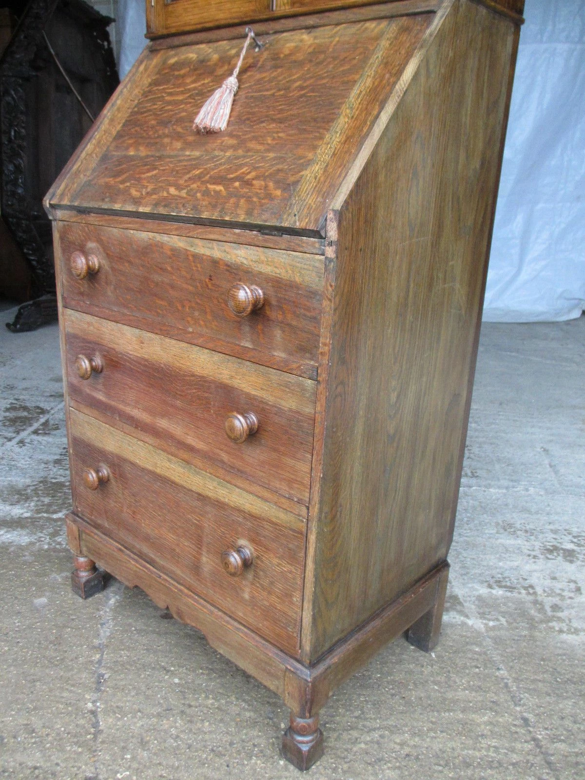 Neat Sized Edwardian Bureau Bookcase With Fitted Interior 4 Neat Sized Edwardian Bureau Bookcase With Fitted Interior - Image 4